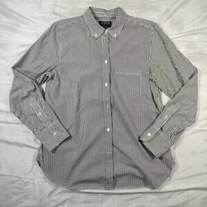 J crew Striped button up Classic-fit washed cotton poplin shirt Women's Size 8